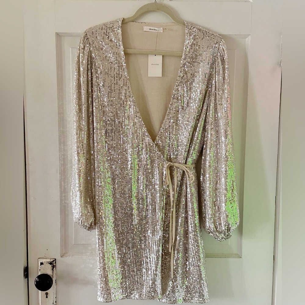 Silver sequin dress/jacket. Size medium